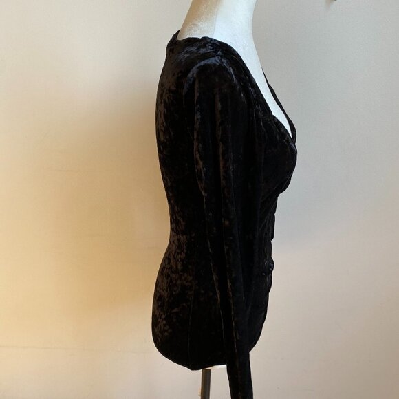 TROUVE BNWOT Black Crushed Velvet Top Sz Medium New Sweetheart Faux Wrap - Picture 3 of 8